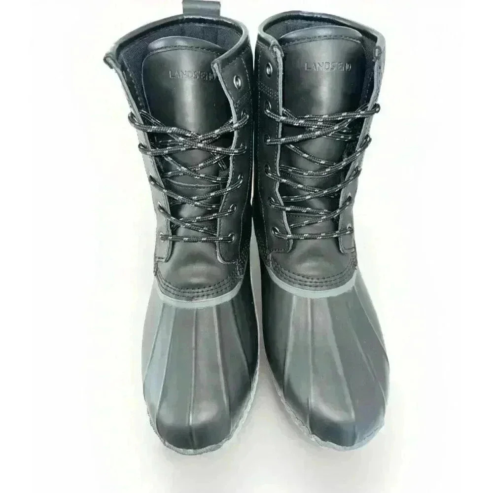 Lands' End Women's Size 9.5 B Duck Rain Boot Black